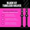 Muc-Off Tubeless Valves V2 60mm Black | 4X 7075 Aircraft-Grade Aluminium Presta Valves with Core Removal Tool | 44mm / 60mm / 80mm - 10 Anodised Color Options | Fits MTB, Gravel & Road view 2