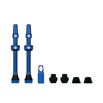 Muc-Off Tubeless Valves V2 60mm Blue | 4X 7075 Aircraft-Grade Aluminium Presta Valves with Core Removal Tool | 44mm / 60mm / 80mm - 10 Anodised Color Options | Fits MTB, Gravel & Road