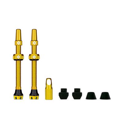 Muc-Off Tubeless Valves V2 60mm Gold | 4X 7075 Aircraft-Grade Aluminium Presta Valves with Core Removal Tool | 44mm / 60mm / 80mm - 10 Anodised Color Options | Fits MTB, Gravel & Road