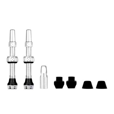 Muc-Off Tubeless Valves V2 44mm Silver | 4X 7075 Aircraft-Grade Aluminium Presta Valves with Core Removal Tool | 44mm / 60mm / 80mm - 10 Anodised Color Options | Fits MTB, Gravel & Road