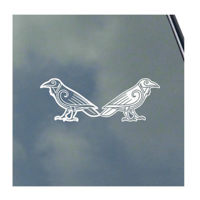 Huginn and Muninn with Scrollwork Vinyl Sticker Decal Norse Asatru Odin Thor Raven