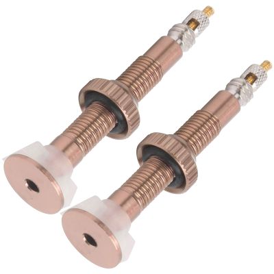 Aluminum Alloy Bike Valve Extenders, 40mm Extended Tubeless Valve Core Nozzle, Brown, 1 Pair for Mountain Bikes