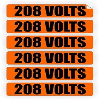 208 Volts Voltage & Conduit Markers | Sticker - Sticker Graphic - Waterproof - Fade Resistant Die Cuts | Decals | Labels Electrical 6X
