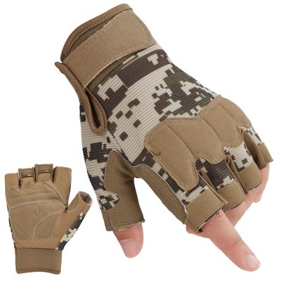 FIORETTO Fingerless Gloves for Men, Breathable Grip Palm Gloves for Motorcycle Riding, Driving, Cycling, Exercise, Workout, Climbing, Hiking and Outdoor Activities Yellow Camo Small