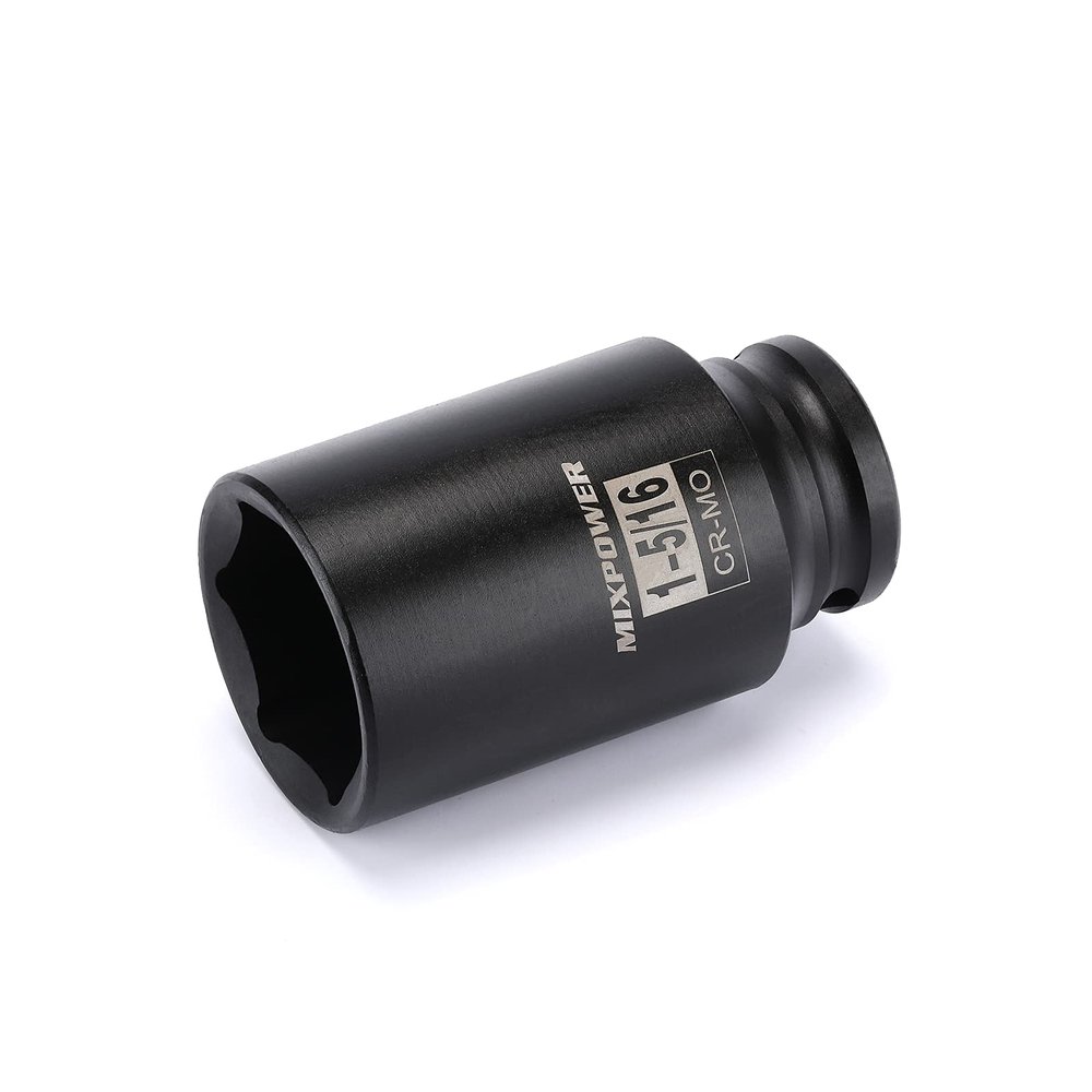 MIXPOWER 1/2" Drive Deep Impact Socket, CR-MO, 1-5/16", 6 Point, Axle Nut Impact Grade Socket for Easy Removal