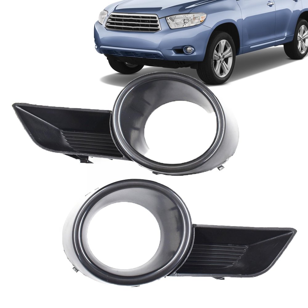 munirater 2-pack Front Bumper Fog Light Cover Grilles Replacement for Highlander 2008 2009 2010 Left and Right Side