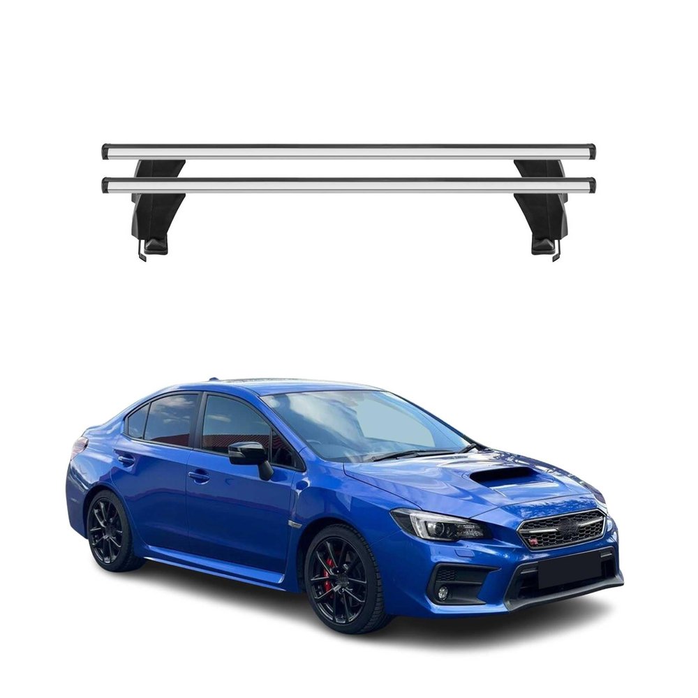 OMAC Roof Rack Cross Bars for Subaru WRX STI 2018-2021 Lockable 110Lbs Aluminium Silver 2Pcs fits Cargo Carriers Kayak Canoe Bike Snowboard