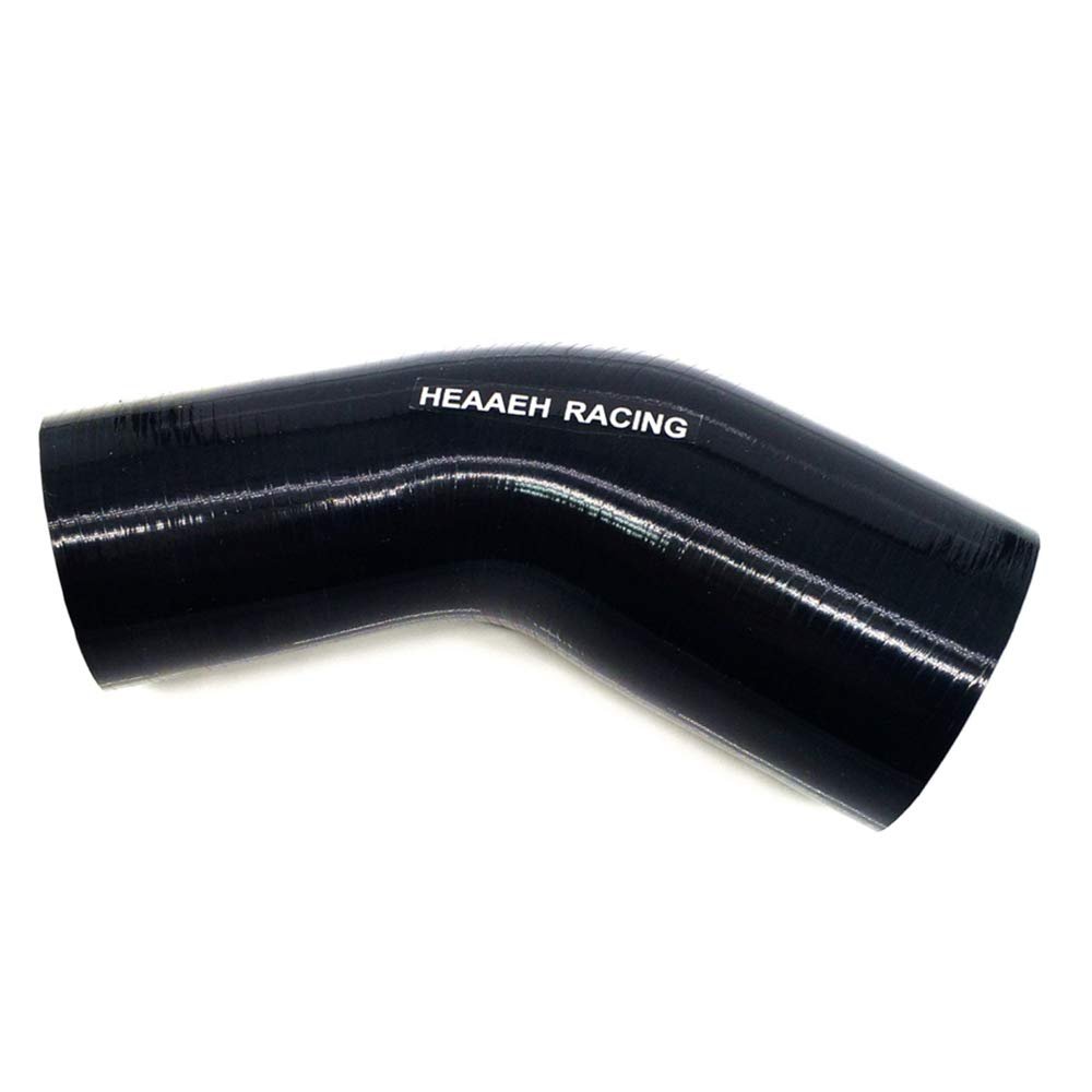 HEAAEH RACING 45 Degree ID 2.75 Inch To 3.0 Inch 4Ply Elbow Reducer Silicone Hose Coupler Black (70-76MM)