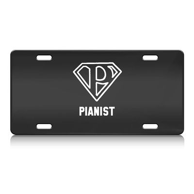 Press Fans - Pianist Career Occupation S.Steel Car SUV Truck License Plate Decorative Tag Black-D#h1