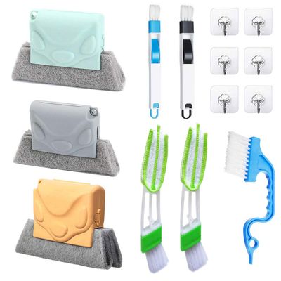Magic Window Cleaning Brush,Window Groove Cleaning Brush SetHand-held Groove Gap Cleaning Tools,Window Blind Sliding Door Track Cleaner Duster Brush for Tile Lines Car Vents Keyboard8Pcs