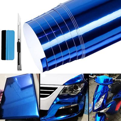 LZLRUN Chrome Mirror Blue Car Vinyl Wrap Self Adhesive Film 1ft x 5ft