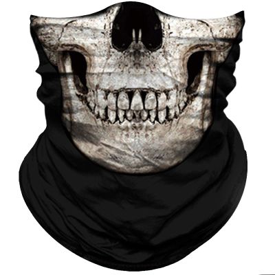 Obacle Bandana Face Mask Half for Dust Wind UV Sun Protection Seamless 3D Tube Mask Bandana for Men Women Thin Breathable Mask Riding Biker Cycling Sports Festival (Skull White Face Teeth Black Nose)