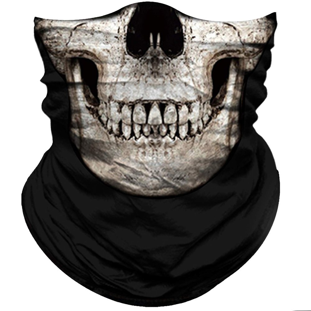 Obacle Bandana Face Mask Half for Dust Wind UV Sun Protection Seamless 3D Tube Mask Bandana for Men Women Thin Breathable Mask Riding Biker Cycling Sports Festival (Skull White Face Teeth Black Nose)