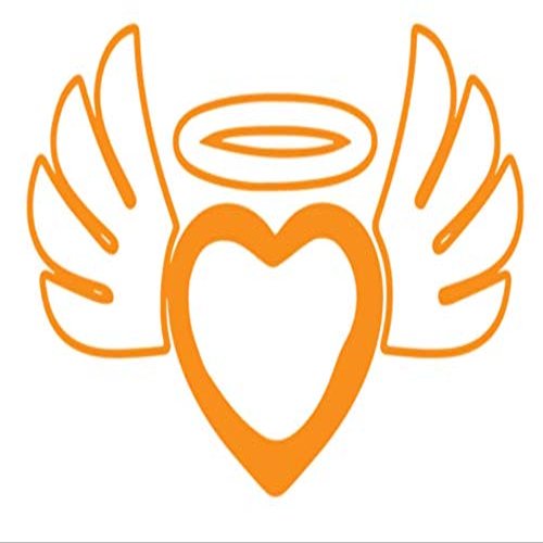 Heart Wings Halo y1282 Vinyl Sticker Decals (Pack of 2) for Car Window Laptop Phone Tablet (8" x 5.2", Orange)