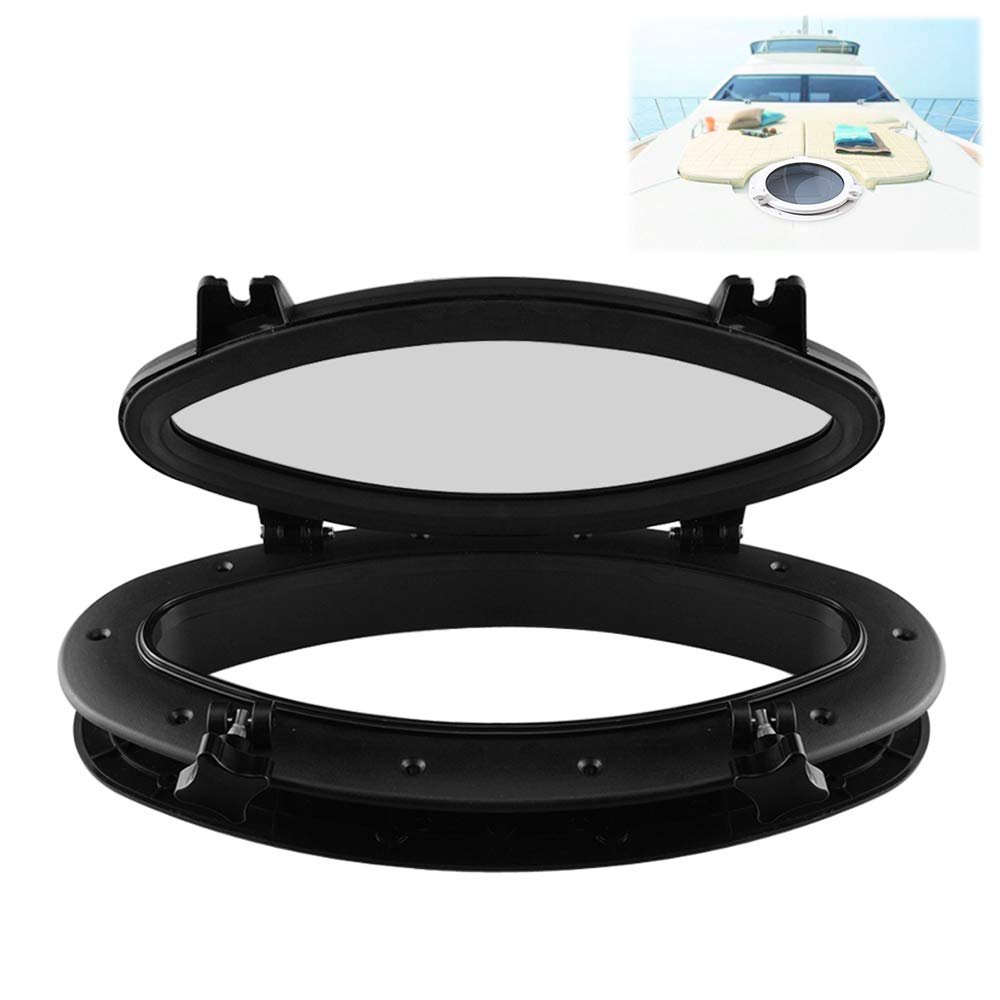 FFYUE Oval Yacht Motorhome Porthole Skylight, Portable ABS Tempered Glass Window, Durable Ship Window Decorative Window Watertight Window,Black