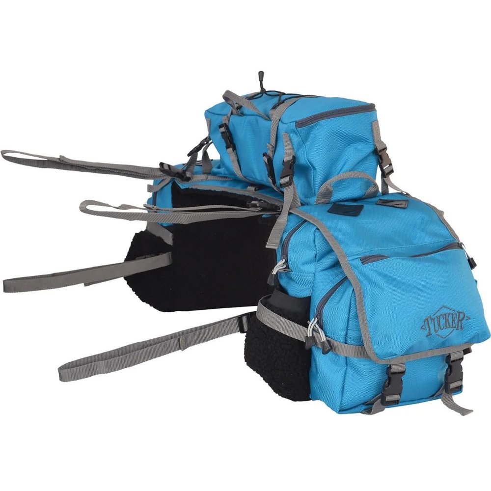 Circle Y Tucker Adventurer Horse Saddle Bag | Durable 1680D Water-Resistant Trail Riding Gear with Detachable Cantle Bag, Drink Holders, Rain Cover for All-Day Adventures, Turquoise Blue