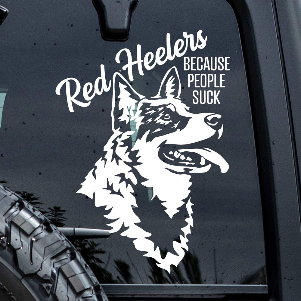 8 Inches Car Stickers Red Heelers Because People Suck Sticker