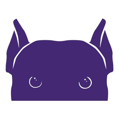 Dark Spark Decals Curious Peeking Pitbull Pup, Cropped Ears 10 inch Purple Indoor Outdoor Vinyl Decal