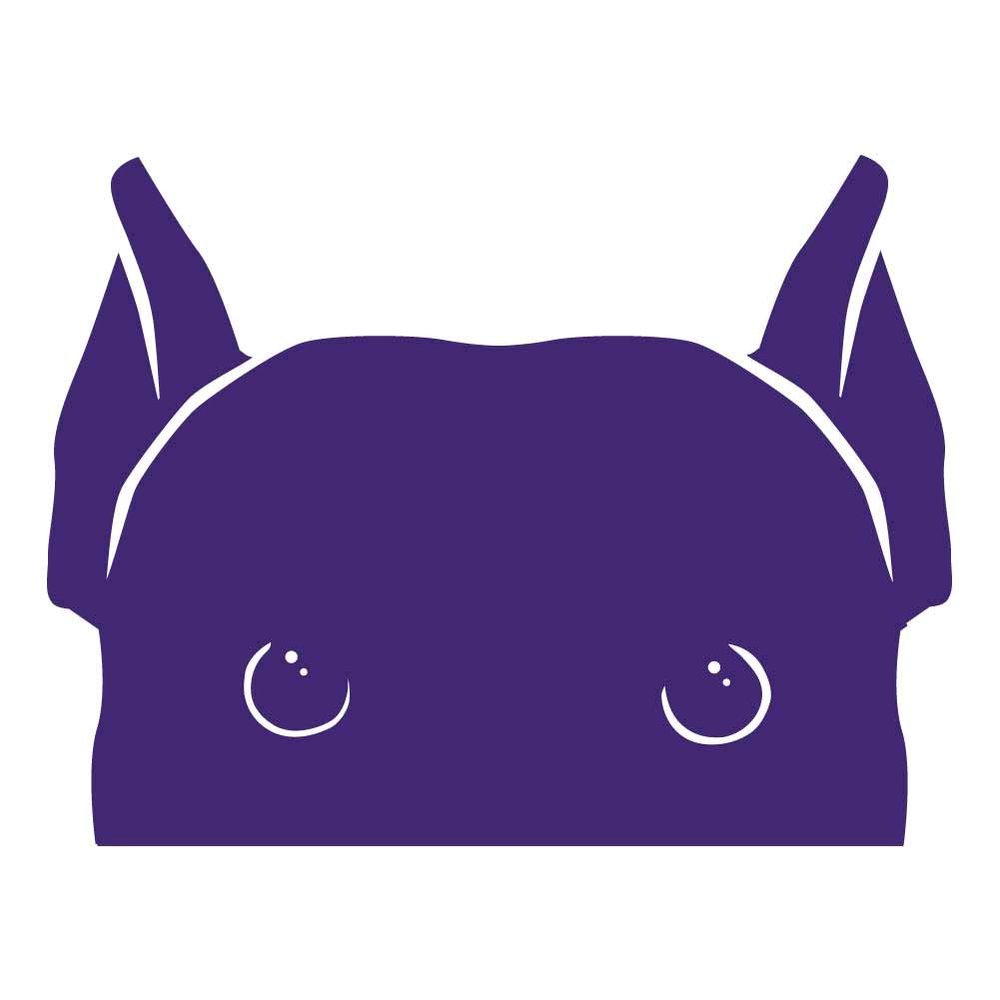 Dark Spark Decals Curious Peeking Pitbull Pup, Cropped Ears 10 inch Purple Indoor Outdoor Vinyl Decal