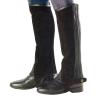 Ovation Kids' Pro Suede Ribbed Half Chaps - Youth Equestrian Horseback Riding Protective Gaiters with Ribbed Elastic Panels, Hidden Coil Zipper & Snap Closures, Black, 8-10 (A) Tall view 3