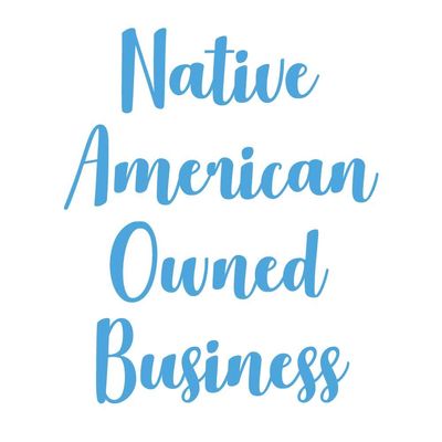 Dark Spark Decals Native American Owned Business Cursive Text 9 inch Light Blue Indoor Outdoor Vinyl Decal