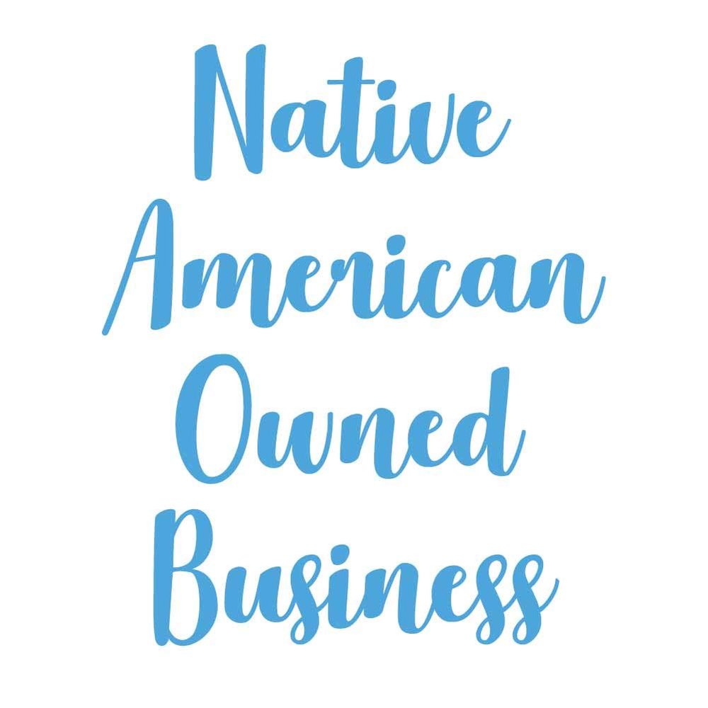 Dark Spark Decals Native American Owned Business Cursive Text 9 inch Light Blue Indoor Outdoor Vinyl Decal