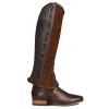 Ovation Kids' Pro Suede Ribbed Half Chaps - Youth Equestrian Horseback Riding Protective Gaiters with Ribbed Elastic Panels, Hidden Coil Zipper & Snap Closures, Brown, 16-18 (C) Tall view 2