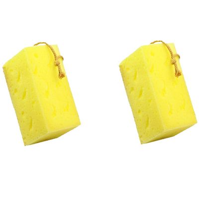 Wakauto 2pcs Honeycomb Car Wash Sponge for Tire and Windshield Cleaning High Density Soft and Absorbent Cleaning Tool for Home and Vehicle Care Yellow