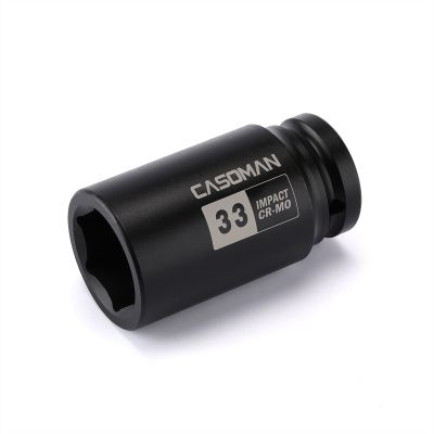 CASOMAN 3/4" Drive x 33 mm Deep 6 PT Impact Socket, CR-MO, 3/4-inch Drive 6 Point Axle Nut Socket for Easy Removal of Axle Shaft Nuts (33MM)