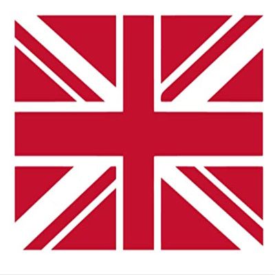 United Kingdom Flag Country y1353 Vinyl Sticker Decals (Pack of 2) for Car Window Laptop Phone Tablet (3" x 24", RED)
