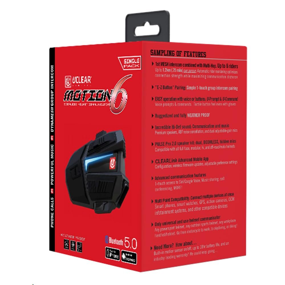 UCLEAR Digital Motion 6 Helmet Communication System (Single Kit)