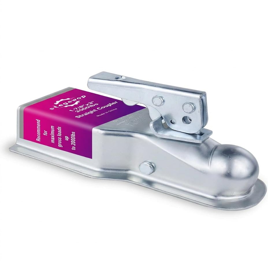 1-7/8" Ball Straight Trailer Coupler, Fits 3" Channel Tongue, 2,000 lbs Class I Heavy Duty Towing Hitch with Quick Latch, Zinc Plated Finish for RV, Boat Trailer, Camper & Utility Trailer