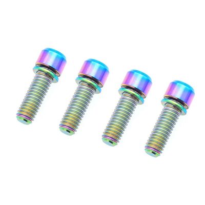 LvTu Titanium Bolt TC4 M6 X 18MM Disc Brake Caliper Adapter Mount Screw Pack of 4 with Gasket (Color : Rainbow)