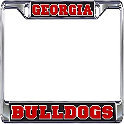 Dixie Dawgs Georgia Bulldogs Metal License Plate Frame for Front or Back of Car Officially Licensed