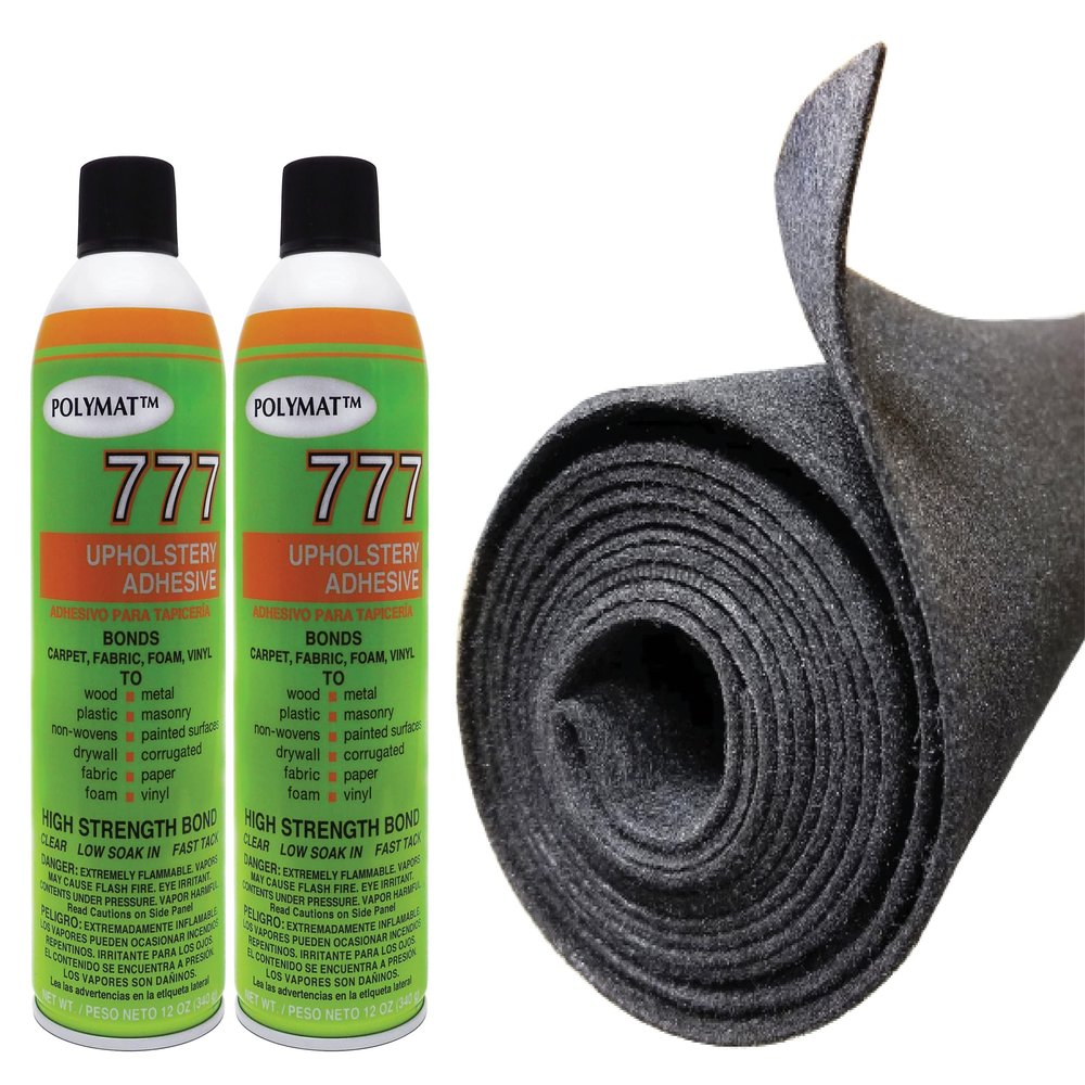 12FT x 3.75FT Charcoal Carpet ROLL + 2 CANS of 777LV Glue for Polymat Teardrop Camper Trailer Carpet Liner
