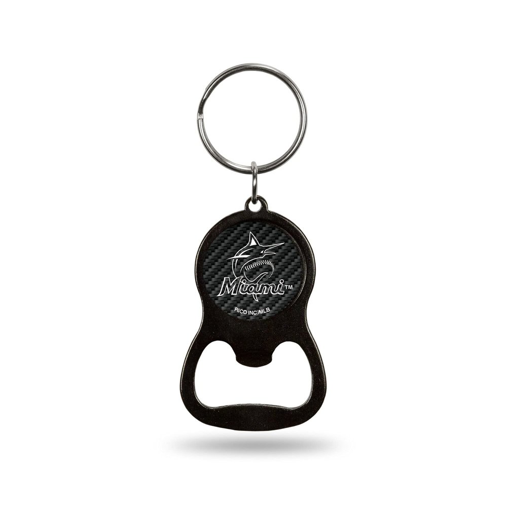 Rico Marlins - Carbon Fiber Design - Colored Bottle Opener Keychain (Black) BOC6501CF Marlins - Carbon Fiber Design - Colored Bottle Opener Keychain (Black)