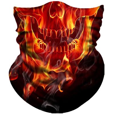 Obacle Skull Face Mask Half for Dust Wind Sun Protection 3D Tube Mask Bandana for Men Women Durable Thin Breathable Mask Riding Biker Fishing Cycling Sports Festival (Skull Gold Fire Face)
