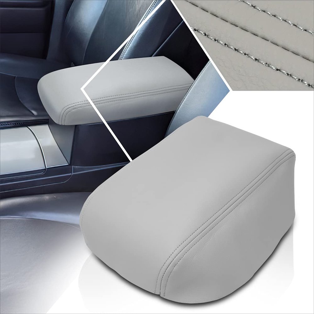 Microfiber Leather Car Armrest Cover,Center Console Protective Pad Compatible with 08-13 Toyota Highlander (Grey)