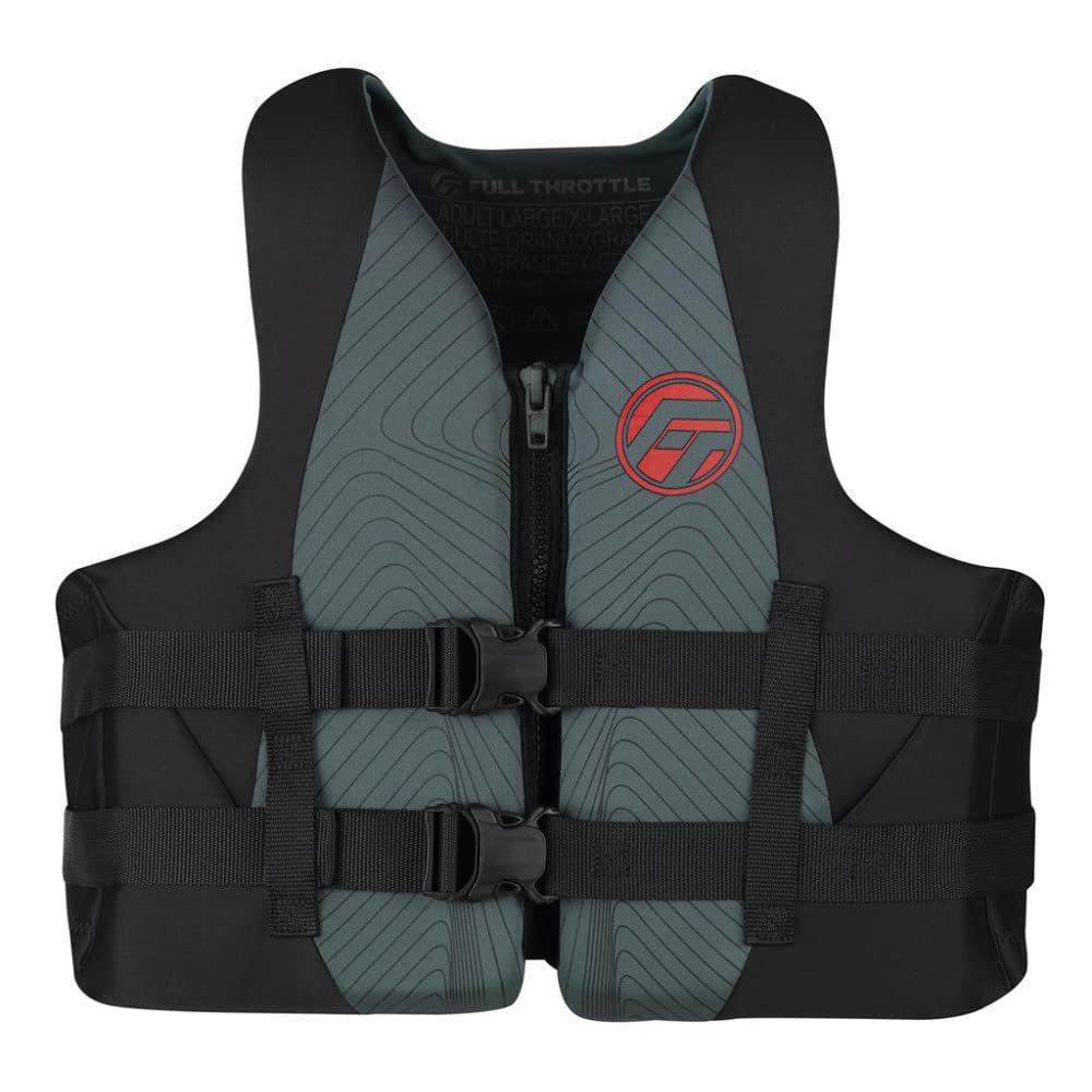 Full Throttle Adult Rapid Dry Neoprene Life Jacket, 2XL/3XL, Grey