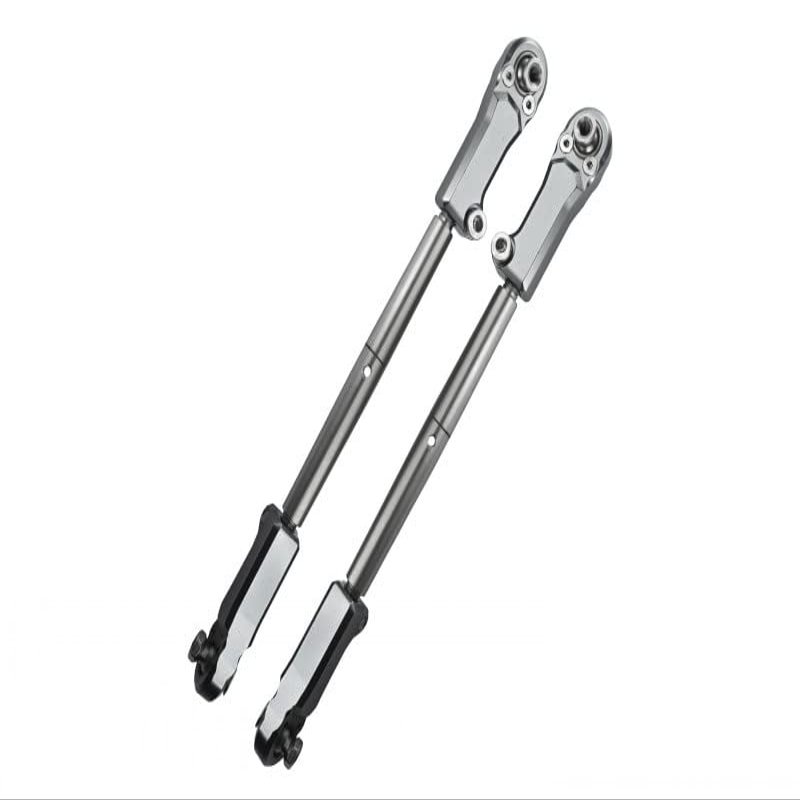 Aluminum + Stainless Steel Adjustable Front Steering Tie Rod For Arrma 1:5 KRATON 8S BLX/OUTCAST 8S BLX/KRATON EXB Roller - 2Pc Set Silver