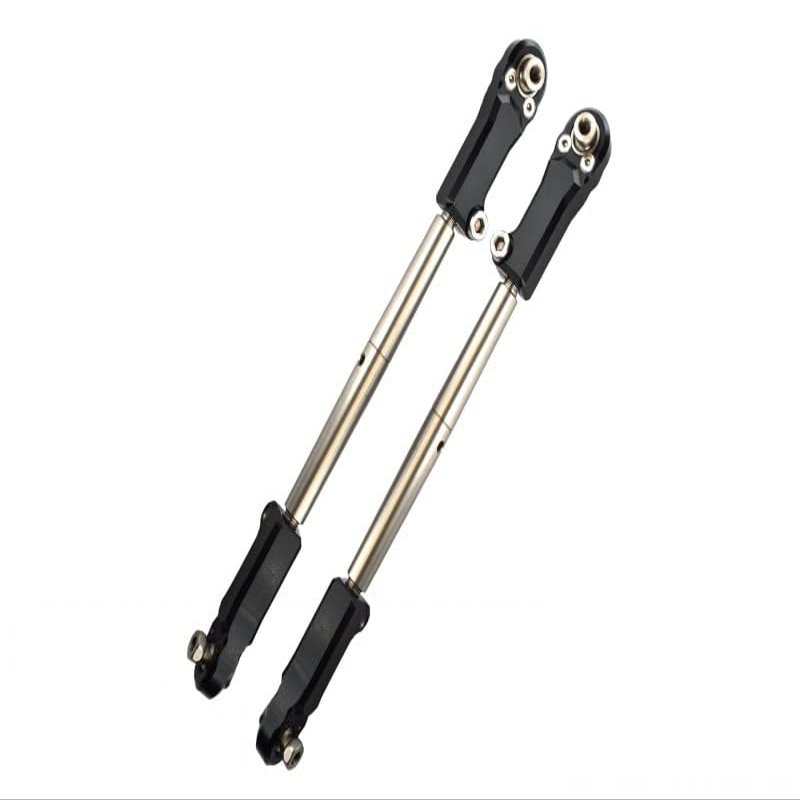 Aluminum + Stainless Steel Adjustable Front Steering Tie Rod For Arrma 1:5 KRATON 8S BLX/OUTCAST 8S BLX/KRATON EXB Roller - 2Pc Set Black