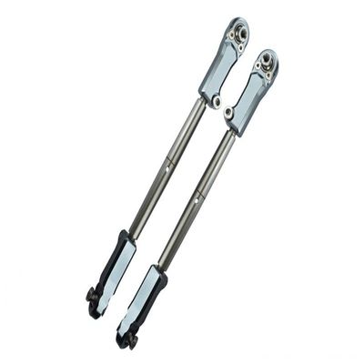 Aluminum + Stainless Steel Adjustable Front Steering Tie Rod For Arrma 1:5 KRATON 8S BLX/OUTCAST 8S BLX/KRATON EXB Roller - 2Pc Set Gray Silver