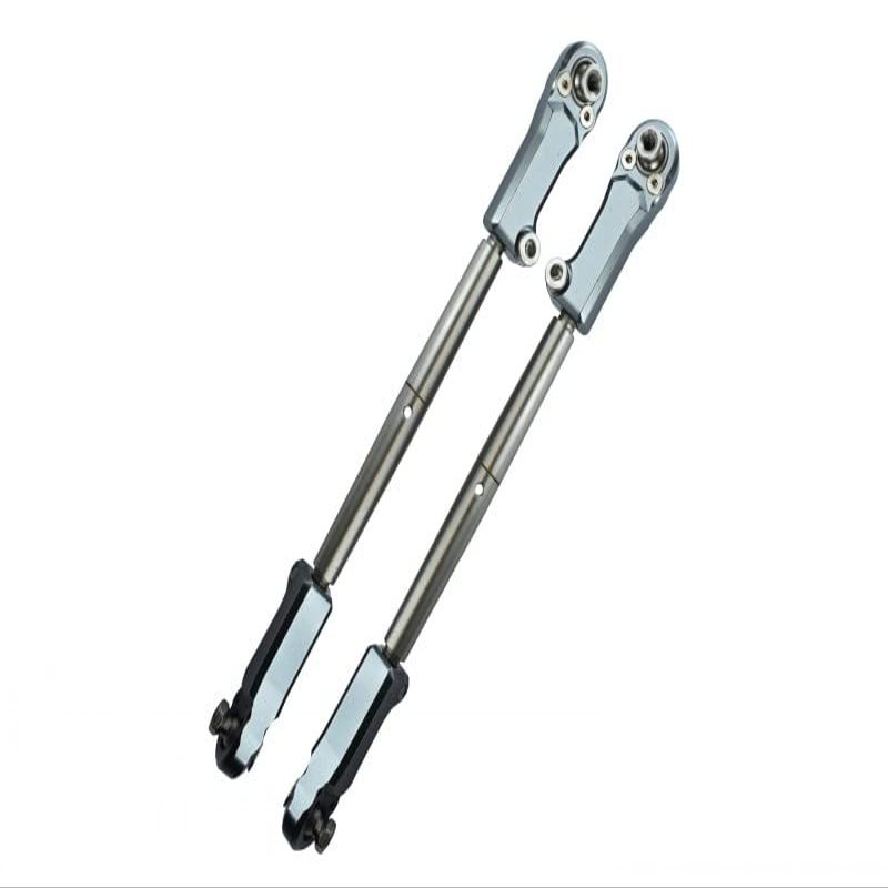 Aluminum + Stainless Steel Adjustable Front Steering Tie Rod For Arrma 1:5 KRATON 8S BLX/OUTCAST 8S BLX/KRATON EXB Roller - 2Pc Set Gray Silver