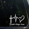 UUSticker 5"x8" Faith Hope Love Symbol Religious Christian Vinyl Decal Sticker Car Window Wall Bumper Heart Cross White view 1