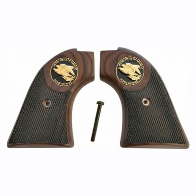 Premium Grips Compatible Replacement Heritage Rough Rider Checkered Rosewood Grips w/Eagle Medallion fits .22 & .22 mag