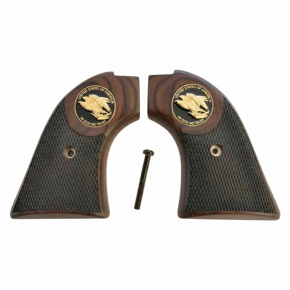 Premium Grips Compatible Replacement Heritage Rough Rider Checkered Rosewood Grips w/Eagle Medallion fits .22 & .22 mag