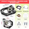 HTRACING 2 Pcs Caster Camber Plates Compatible with Ford Mustang 1979-1989 Front Adjustable +/-3.0 Camber +/-2.0 Caster Plates Aluminum Alloy 79 80 81 82 83 84 85 86 87 88 89 (Black) view 2