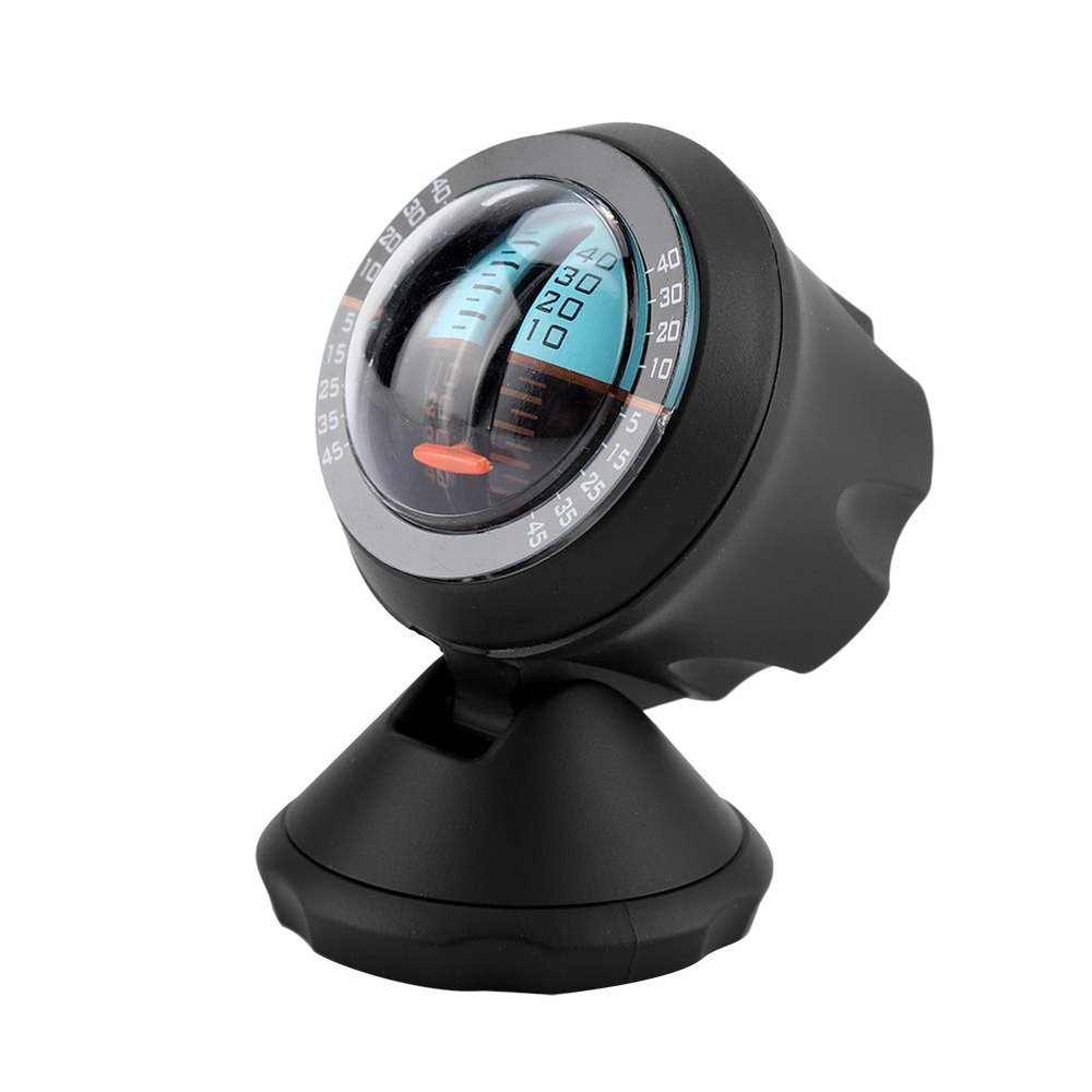 Car Compass, Inclinometer Car Guide Ball Angle Slope Level Meter Finder Tool Balancer Measure Equipment for Car Vehicle Sea Marine Boat Ship Outdoor Trip,Black