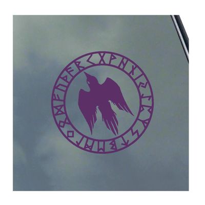 Crow Rune Protection Vinyl Sticker Decal Norse Asatru Odin Thor Raven
