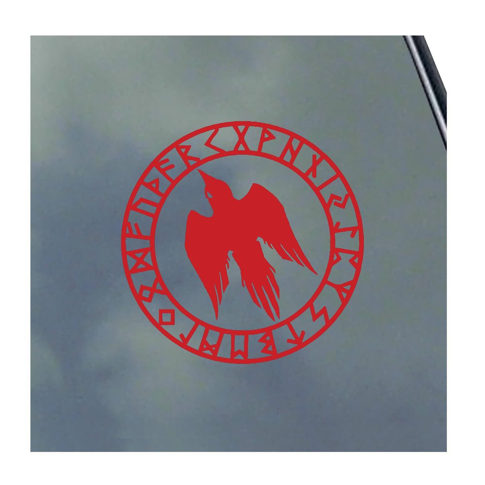 Crow Rune Protection Vinyl Sticker Decal Norse Asatru Odin Thor Raven